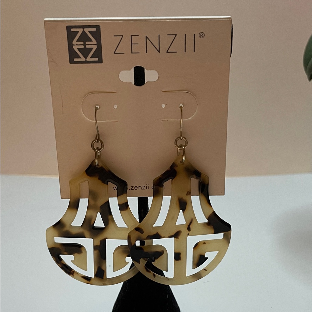 Zenzii Tortoiseshell Drop Earrings - Beige Black 8$